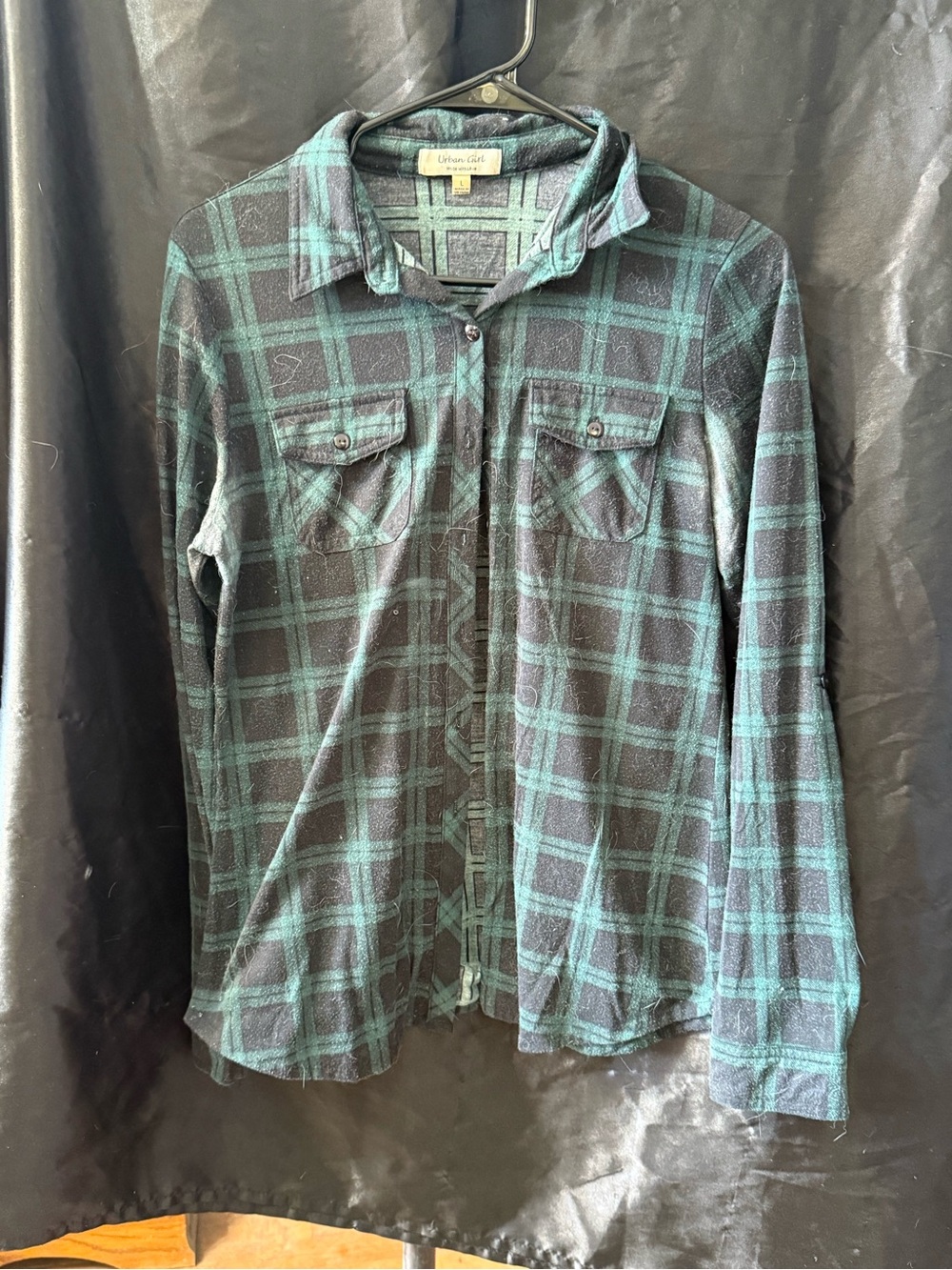 Urban Girl Black & Teal Plaid Button-Down Shirt